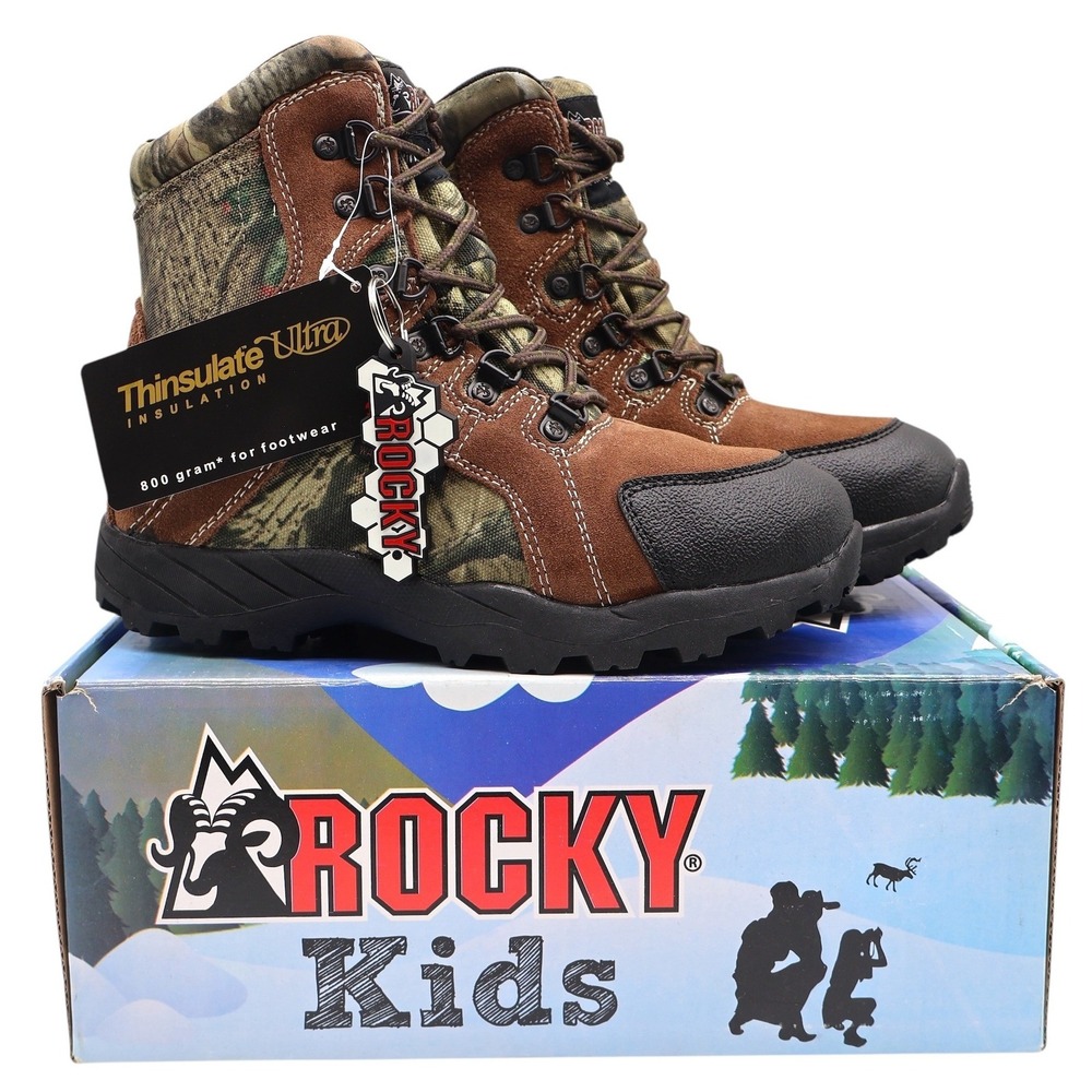 Rocky Hunting Boots Kids 3.5M Brown Camo 800g Thinsulate Waterproof FQ0003710
